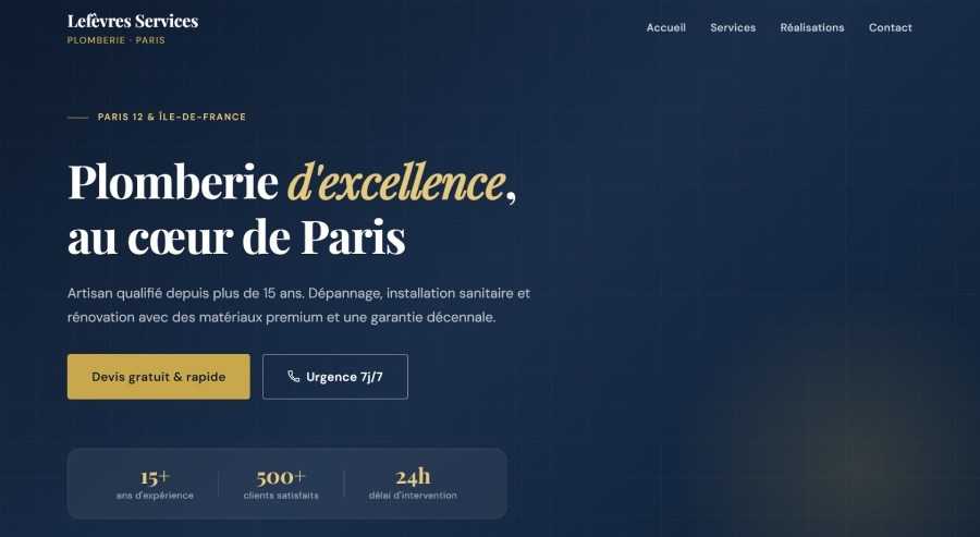Aperçu de la page d’accueil du site Lefèvres Services